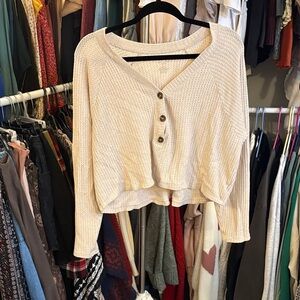 American Eagle Outfitters Cream Waffle Knit Too